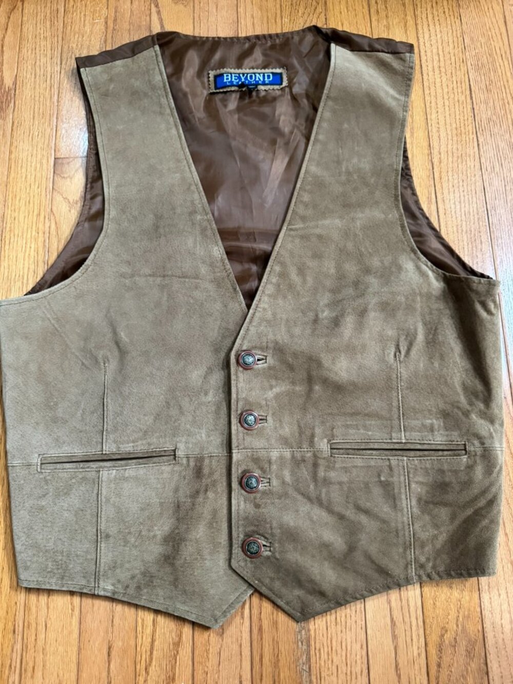 Genuine Leather Western Vest Adjustable Back Brown XL